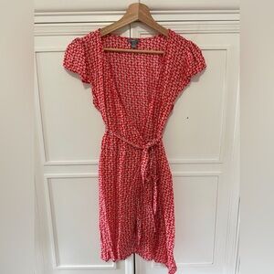 Aerie Red Floral Patterned Wrap Dress